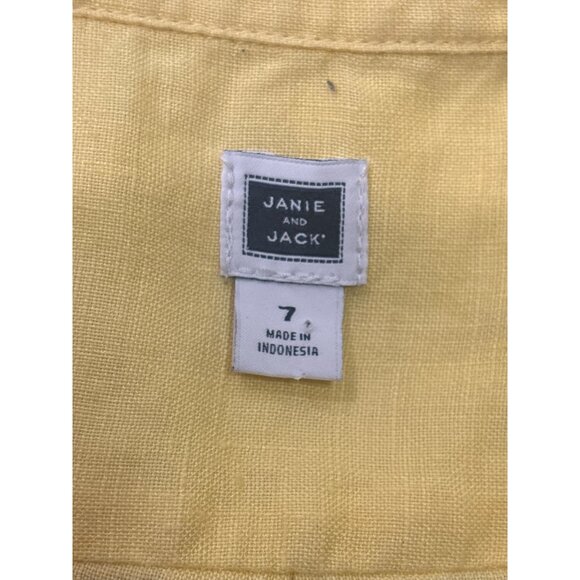Janie and Jack Yellow Linen Button Shirt Boys Size 7 Long Sleeve - Picture 4 of 9
